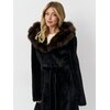 Длинная норковая шуба с капюшоном из меха натурального соболя