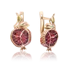 Серьги "Спелый гранат" с английским замком из красного золота с гранатами и эмалью