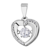 Подвеска серебряная "Сердце" с танцующими, качающимися фианитами