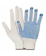 Перчатки х/б рабочие цвет Белый, класс 10, протектор "Точка" 4 нити