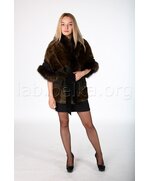 Шуба жакет из белки и каракуля с отделкой из меха лисы