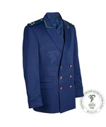 Китель шерстяной синего цвета двубортный