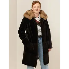 Шуба Бобр стриженный с куницей