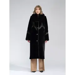 Шуба натуральная мутон песец