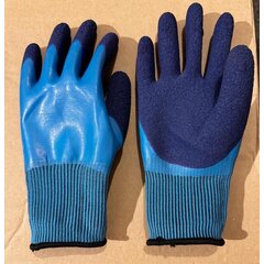 Перчатки нейлоновые с двойным вспененным латексом (синие)