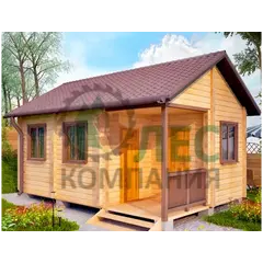 Баня 4X6 из профилированного бруса с крыльцом
