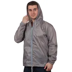 Ветровка с капюшоном без подкладки серый