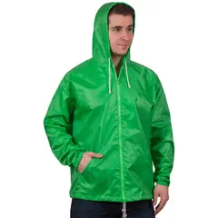 Ветровка с капюшоном без подкладки зеленый