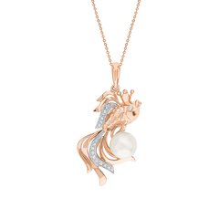 Золотая подвеска Ирбис с жемчугом