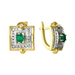 Серьги, Золото 585, изумруд