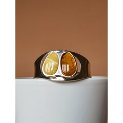 Браслет из серебра 925 пробы со вставками из натурального янтаря