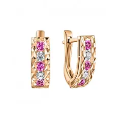 Детские серьги, Золото 585, Фианит