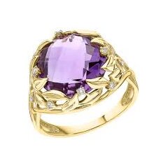 Кольцо из желтого золота с аметистом