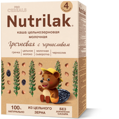 Детская каша Нутрилак молочная цельнозерновая Гречневая каша с черносливом