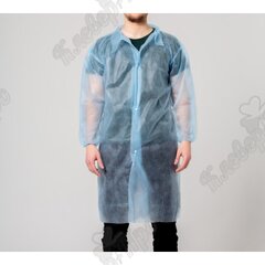 Халат процедурный на кнопке, рукав на резинке голубой