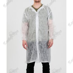 Халат процедурный на кнопке, рукав на резинке белый