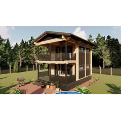 Двухэтажный гостевой дом-баня