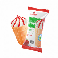 Мороженое Пломбир на йогурте с клубничным джемом