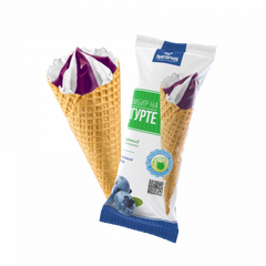 Мороженое Пломбир на йогурте с черничным джемом