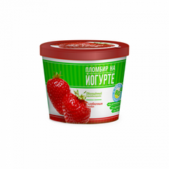 Мороженое Пломбир на йогурте с клубничным джемом