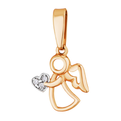 Подвеска золотая "Ангел с сердцем" с фианитами