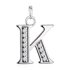 Подвеска из серебра с фианитами "буква К"