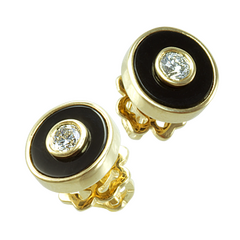 Пуссеты с черным ониксом и бриллиантами