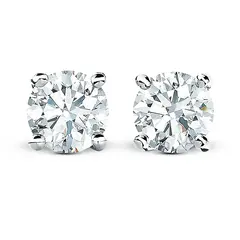 Серьги пусеты с круглым бриллиантом