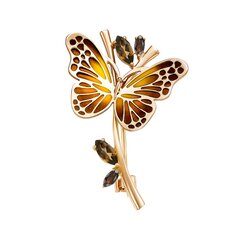 Брошь из красного золота с раухтопазами