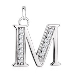 Подвеска из серебра с фианитами "буква М"