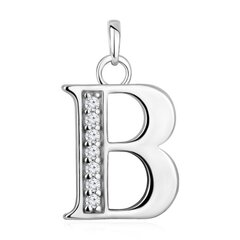 Подвеска из серебра с фианитами "буква В"