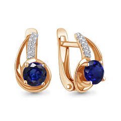 Серьги из Серебра с наносапфирами, фианитами