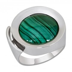 Кольцо с агатом и вставкой из малахита