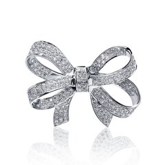 Брошь - бантик из платины с россыпью бриллиантов