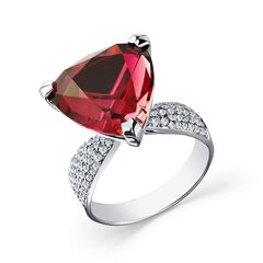 Кольцо белое золото 585 пробы со вставками рубеллит, бриллиант