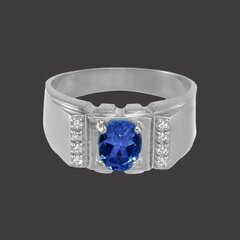 Перстень из серебра с синим и белыми фианитами