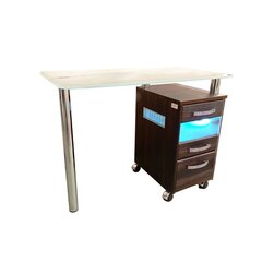 Стол маникюрный с 1 тумбой, стеклянной столешницей и УФ-блоком