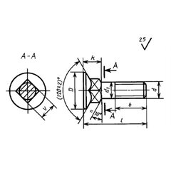 Болт ГОСТ 17673-81 (с увеличенной потайной головкой и квадратным подголовком класса точности С)