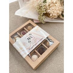 Наборы шоколадных трюфелей ручной работы 12 шт. с логотипом, крафт коробка