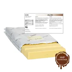 Белый шоколад ALBA 36% без добавления сахара, блок, 2,5 кг.