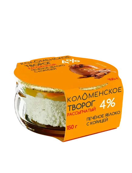 Творог рассыпчатый «Коломенский» с наполнителем «печёное яблоко с корицей» с мдж 4%