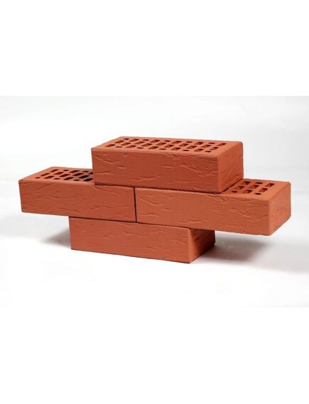 Кирпич лицевой 1НФ, пустотелый, красный, рустикатор