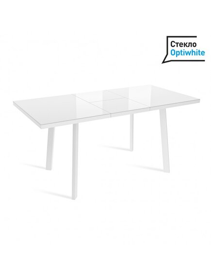 ANGLE 120 стол раздвижной со стеклом Белый OPTIWHITE/Белый гладкий
