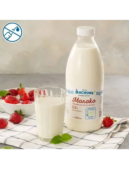 Молоко 3,2% ГОСТ пастеризованное питьевое 1л