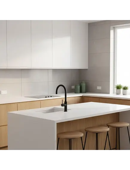 Белая столешница из искусственного камня CORIAN