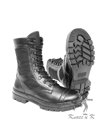 Ботинки армейские зимние с высоким берцем кожаные черные 1502 З