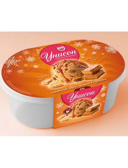 Мороженое сливочное со вкусом тыквенного пирога, мягкой карамелью и бисквитным печеньем