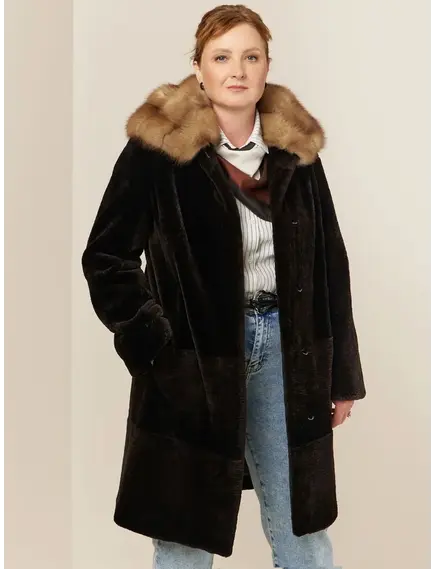 Шуба Бобр стриженный с куницей