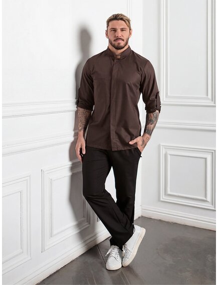 Рубашка мужская GARS, темно - коричневая