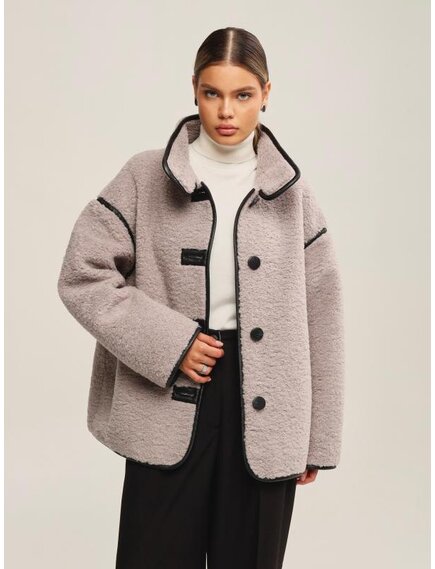 Экошуба с воротником стойка